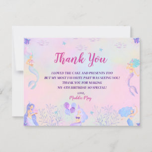 Postale Carte de remerciement de sirène magique sous la me