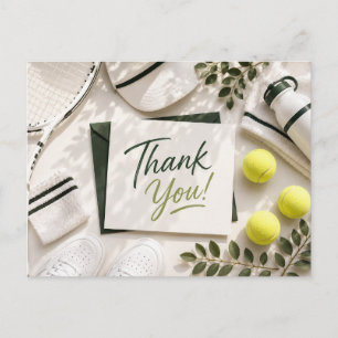 Postale Carte de remerciement de tennis avec balle pour jo