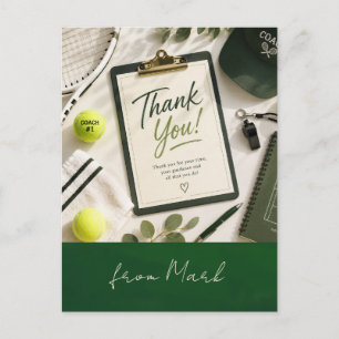 Postale Carte de remerciement de tennis balle et raquette 