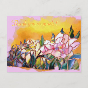 Postale Carte de remerciement délicate avec une pivoine en