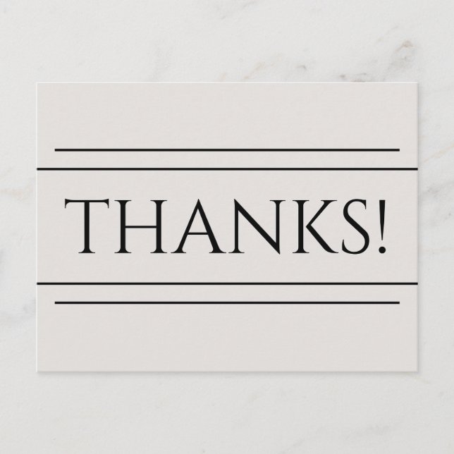 Postale Carte de remerciement élégante "MERCI !" (Devant)