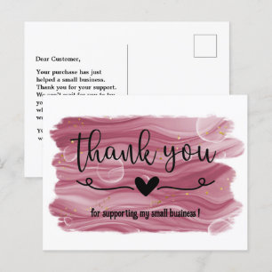 Postale Carte de remerciement entreprise Rose Gold Pink aq