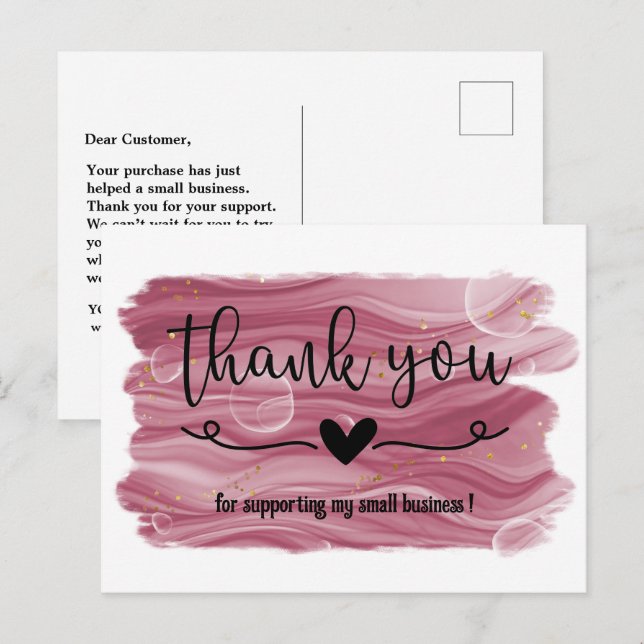 Postale Carte de remerciement entreprise Rose Gold Pink aq (Devant / Derrière)
