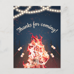 Postale Carte de remerciement feu de camp rustique et guim