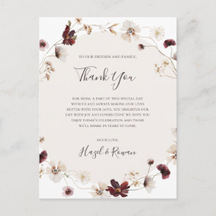 Postale Carte de remerciement Fleur sauvage Bourgogne cuiv