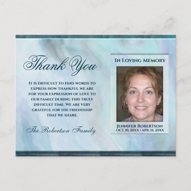 Postale Carte de remerciement funéraire avec photo Merci a (Devant)