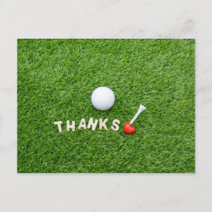 Postale Carte de remerciement golf avec balle de golf et M