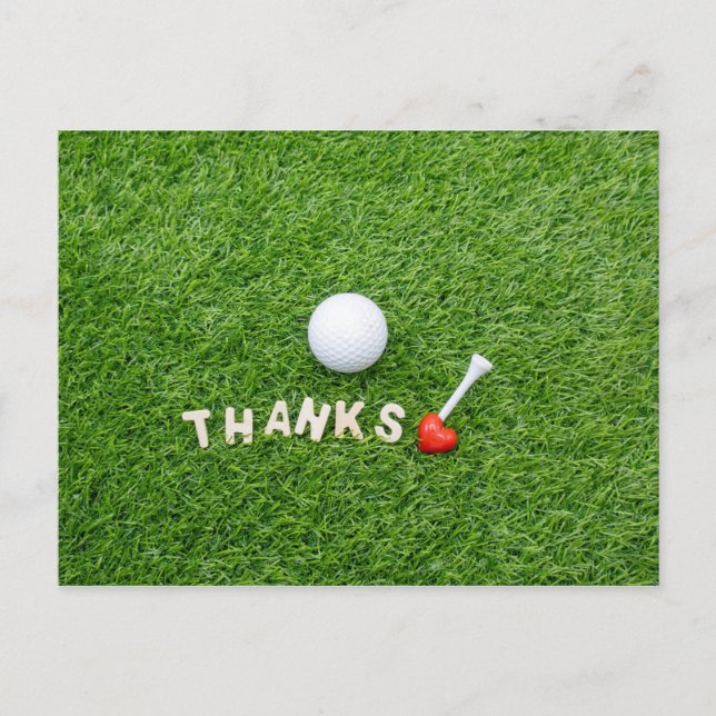 Postale Carte de remerciement golf avec balle de golf et M (Devant)