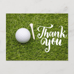 Postale Carte de remerciement Golf avec balle de golf et v
