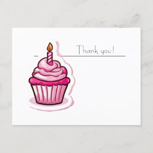 Postale Carte de remerciement jolie cupcake rose