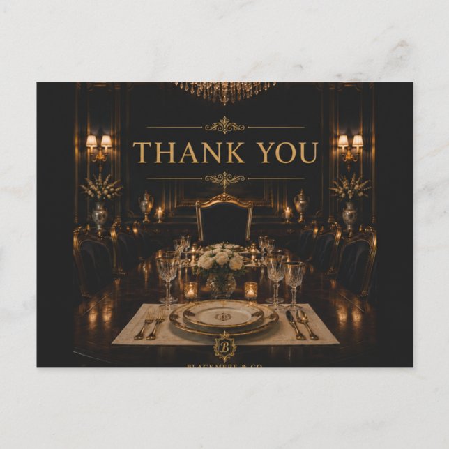Postale Carte de remerciement Luxe Or Noir | Opulente (Devant)