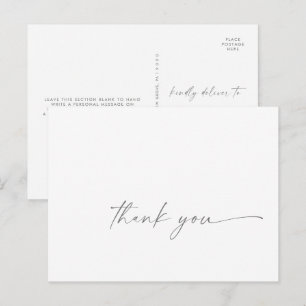 Postale Carte de remerciement moderne argent Script