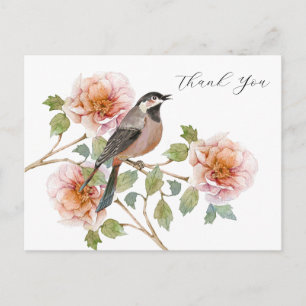 Postale Carte de remerciement Oiseau dans les fleurs