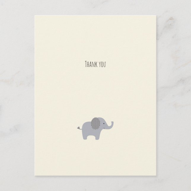 Postale Carte de remerciement Petit Éléphant (Devant)