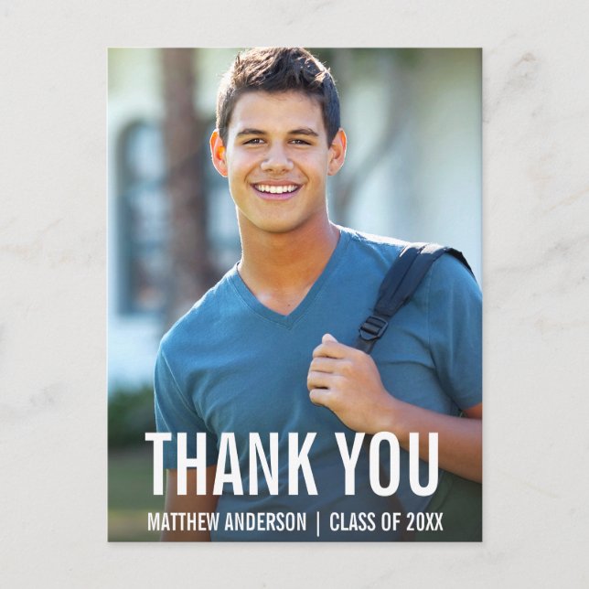 Postale Carte de remerciement photo moderne de fin d'étude (Devant)