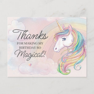 Postale Carte de remerciement pour anniversaire licorne