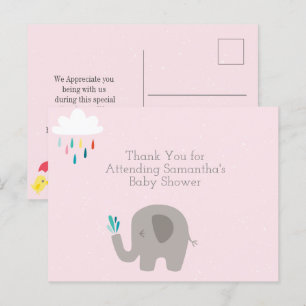 Postale Carte de remerciement pour Baby Shower Éléphant
