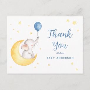 Postale Carte de remerciement pour Baby Shower Éléphant et