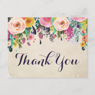 Postale Carte de remerciement pour Baby Shower Fleur Color