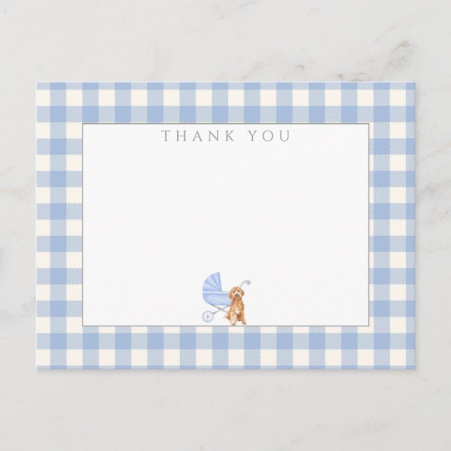 Postale Carte de remerciement pour Baby Shower Gingham Che (Devant)
