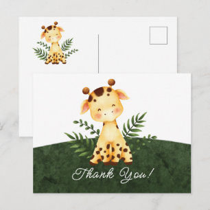 Postale Carte de remerciement pour Baby Shower Girafe de l