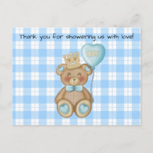 Carte de remerciement pour Baby Shower Ours