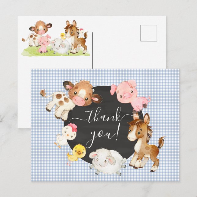 Postale Carte de remerciement pour Baby Shower sur le thèm (Devant / Derrière)
