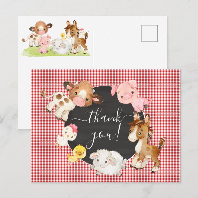 Postale Carte de remerciement pour Baby Shower sur le thèm (Devant / Derrière)