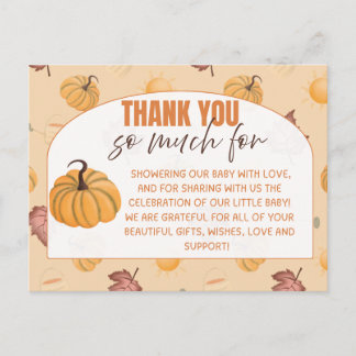 Postale Carte de remerciement pour bébé pour la fête autom