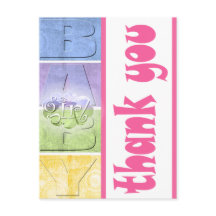 Carte de remerciement pour une baby shower colorée