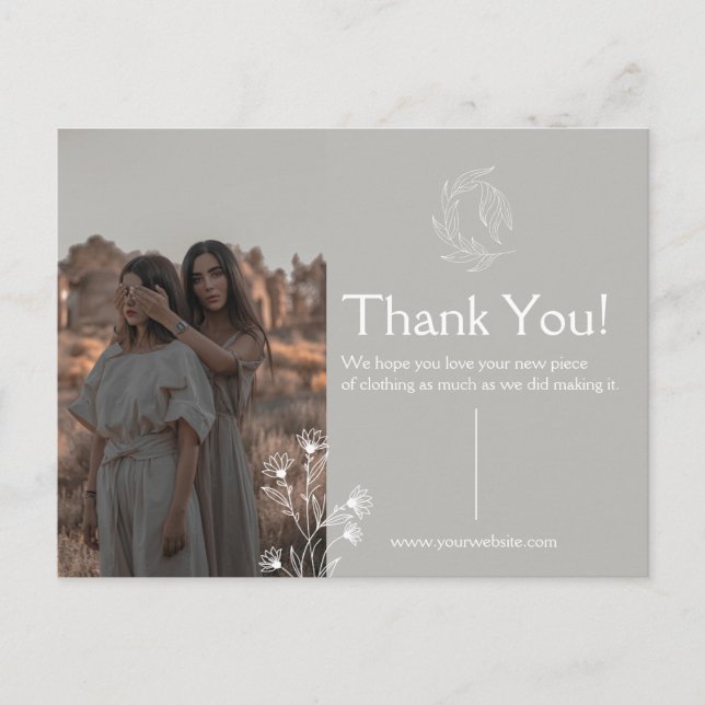 Postale Carte de Remerciement pour Vêtements  (Devant)