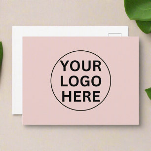 Postale Carte de remerciement rose blush avec logo d'entre