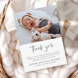 Postale Carte de remerciement simple avec photo de bébé et
