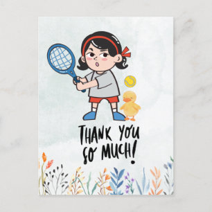 Postale Carte de remerciement Tennis pour entraîneuse aqua