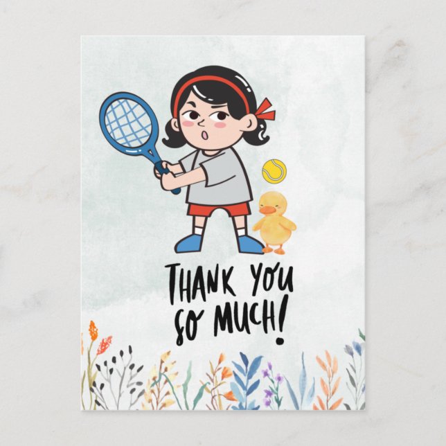 Postale Carte de remerciement Tennis pour entraîneuse aqua (Devant)