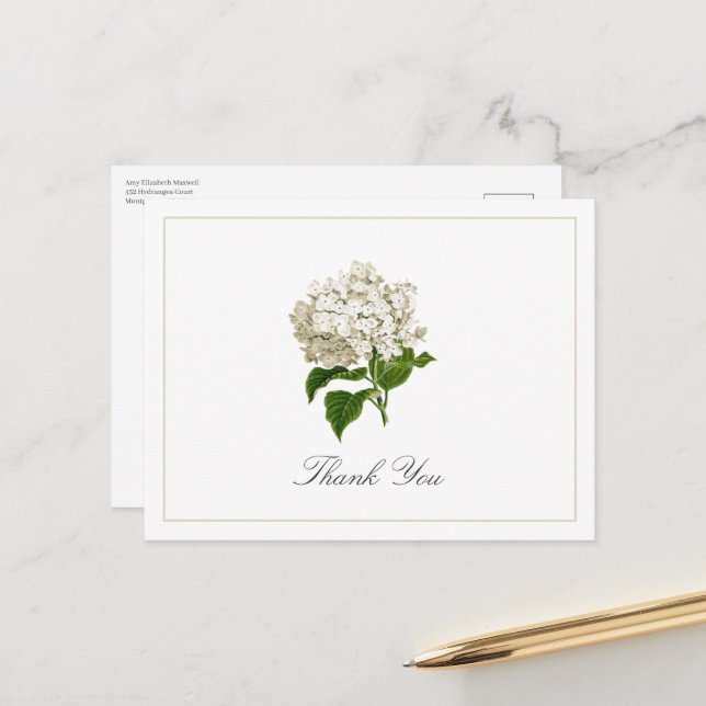 Postale Carte de remerciement traditionnelle avec fleur d' (Devant/Arrière en situation)