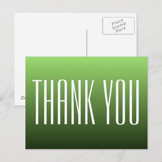 Postale Carte de remerciement verte (Devant / Derrière)