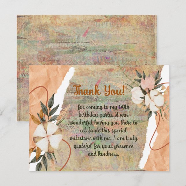 Postale CARTE DE REMERCIEMENTS À THÈME VINTAGE customisé (Devant / Derrière)