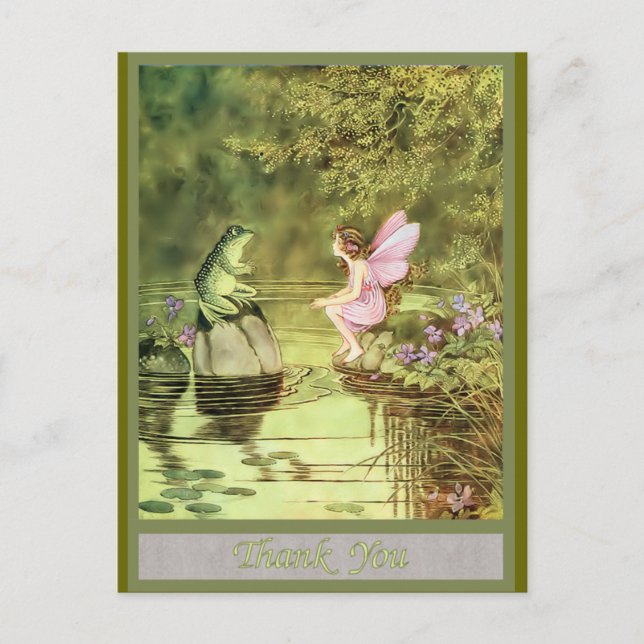 Postale Carte de remerciements avec Fairy et Frog (Devant)