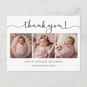Postale Carte de remerciements bébé moderne avec photo
