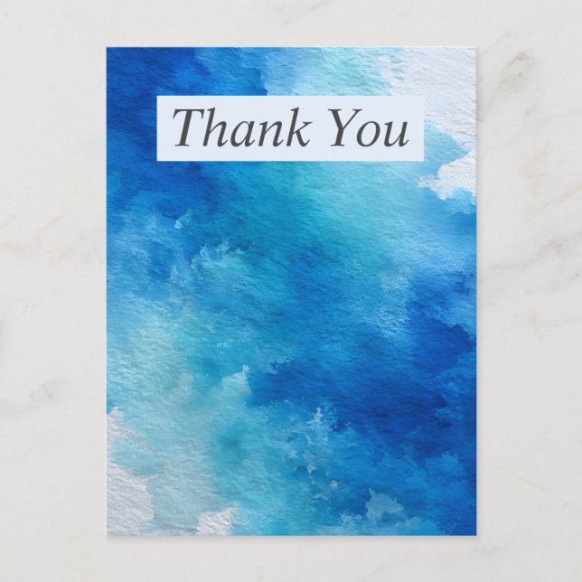 Postale Carte de remerciements d'aquarelle Abstraite bleu  (Devant)