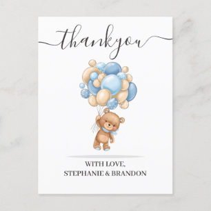 Postale Carte de remerciements de ballon de l'ours en pelu
