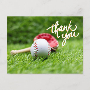 Postale Carte de remerciements de baseball sur l'herbe ver