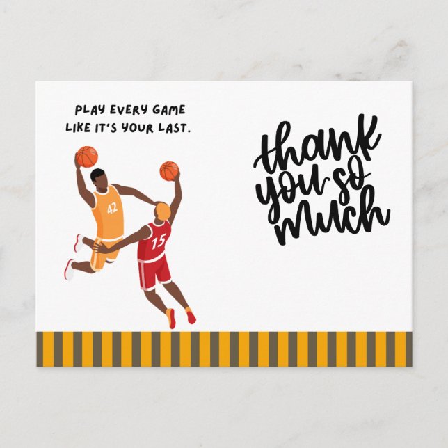 Postale Carte de remerciements de basket-ball pour le joue (Devant)