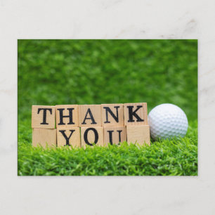 Postale Carte de remerciements de golf avec balle sur herb