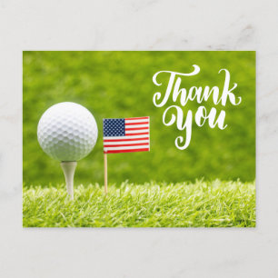 Postale Carte de remerciements de golf avec drapeau d'Amér