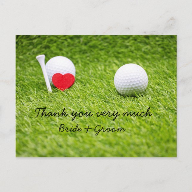 Postale Carte de remerciements de golf pour mariage golfeu (Devant)