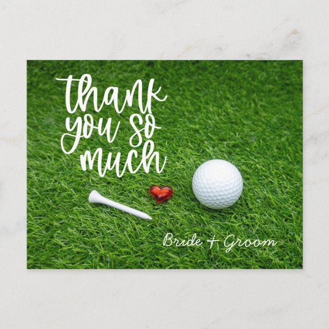 Postale Carte de remerciements de golf pour mariage golfeu (Devant)