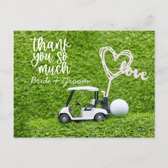 Postale Carte de remerciements de golf pour mariage golfeu (Devant)