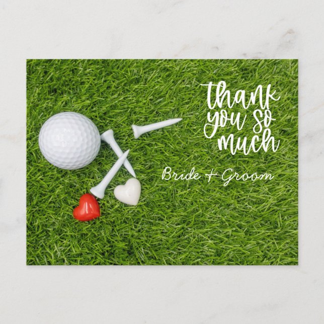 Postale Carte de remerciements de golf pour mariage golfeu (Devant)